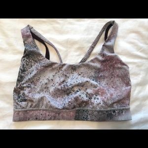 Lululemon pink and tan print Energy Bra Size 8